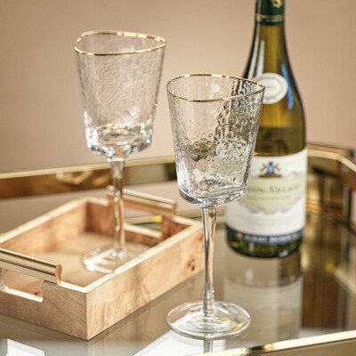 Aperitivo Triangular Wine Glass-Clear w/Gold Rim