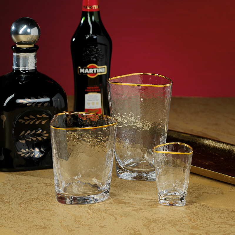 Aperitivo Triangular DOF Glass-Clear w/Gold Rim