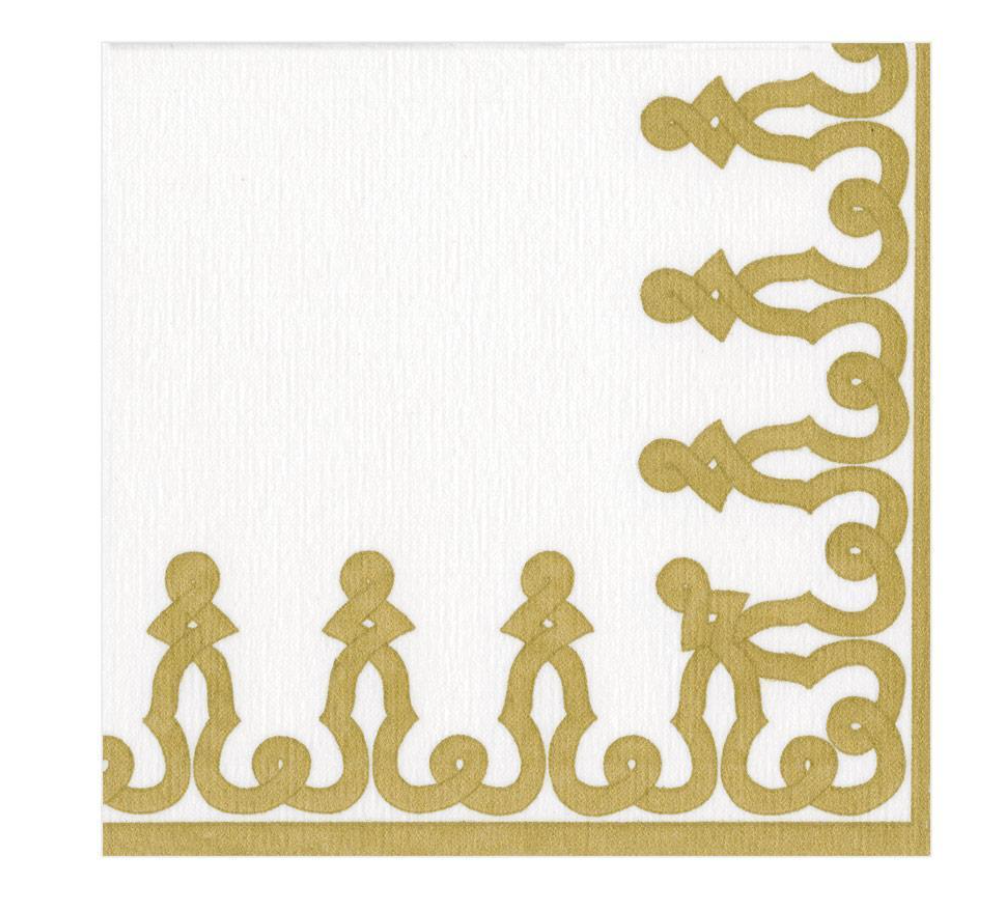Dessin Passementerie Paper Linen Luncheon Napkins in Gold
