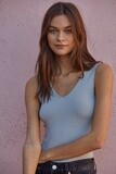 Seamless U-V Neck Tank, Color: Pewter, Size: S/M