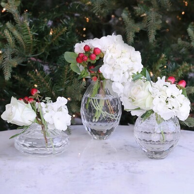 GLASS Faceted Teardrop Bud Vase (Clear)