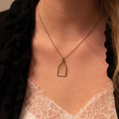 Dainty Stained Glass Necklace | Antique Gold