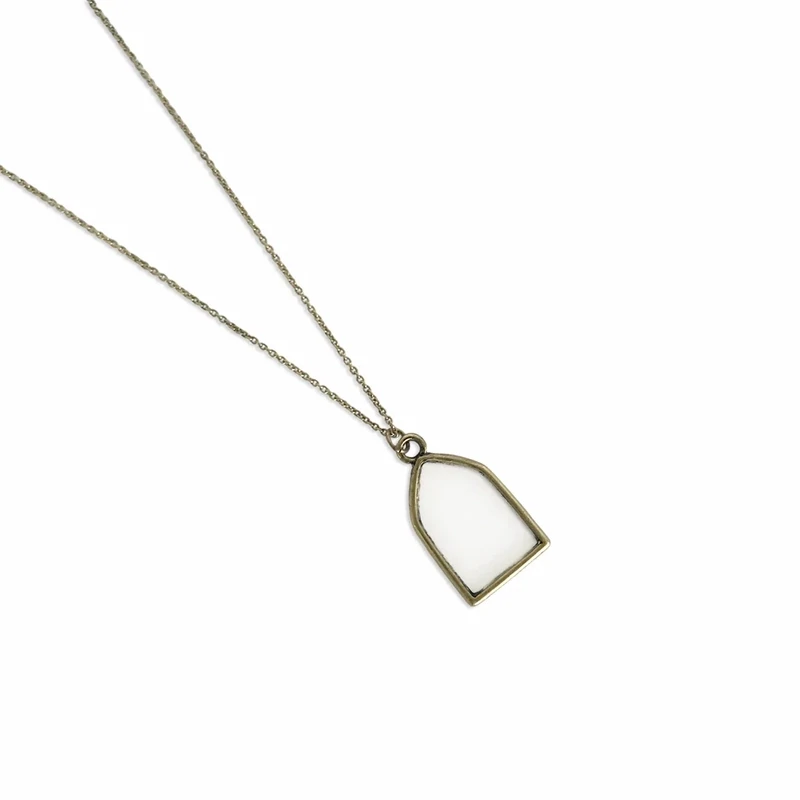 Dainty Stained Glass Necklace | Antique Gold