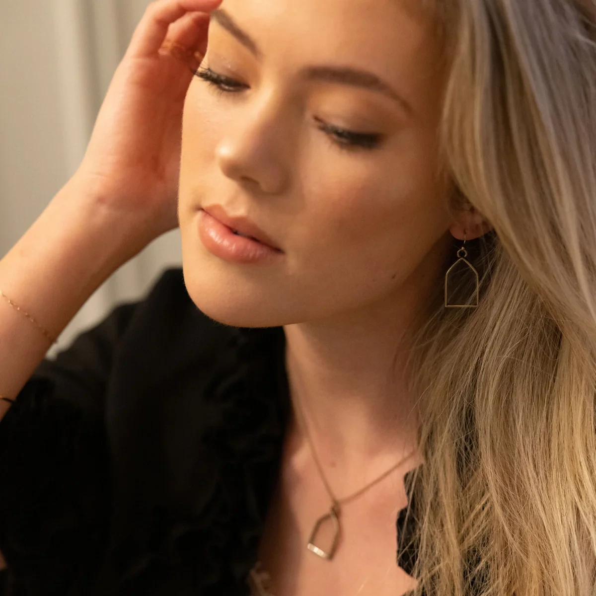 Dainty Stained Glass Earrings | Antique Gold