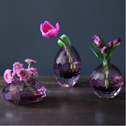 Faceted Glass Bud Vases-Amethyst