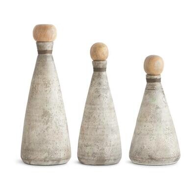 Dusted Glass Bottles w/Wooden Toppers