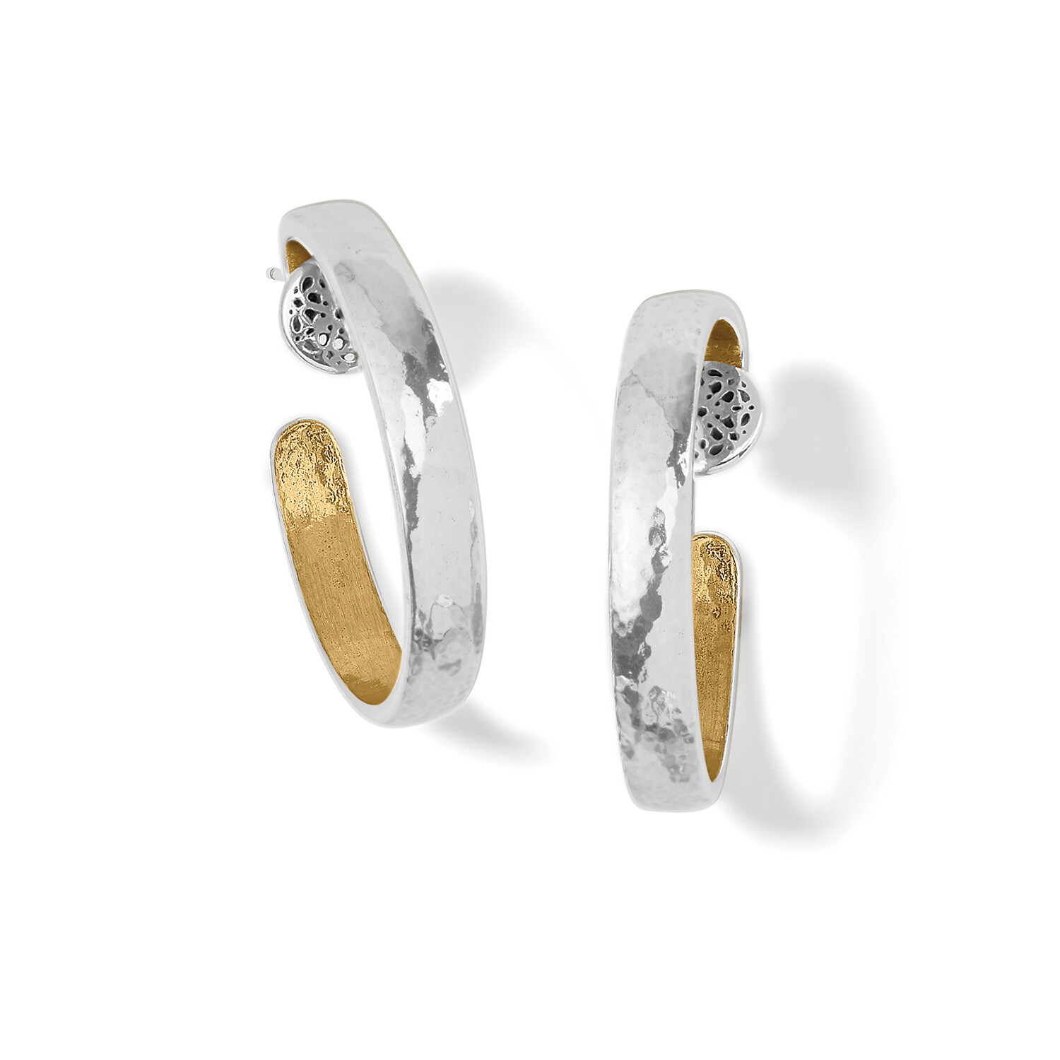 Ferrara Entrata Hoop Earrings, Finish: Silver/Gold, Size: Small