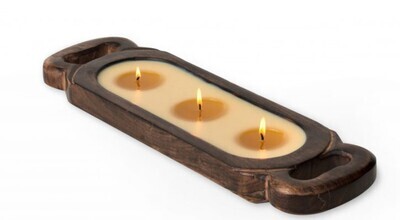Himalayan Candle- Wooden Candle Tray Small Bourbon Vanilla 32oz