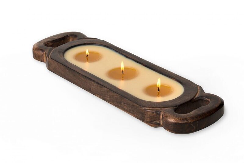 Himalayan Candle - Wooden Tray Small Tobacco Bark 32oz