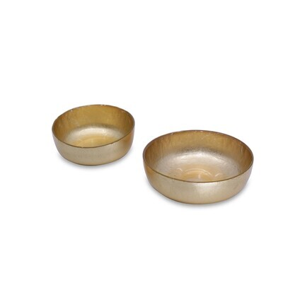 NEW ORLEANS Glass Gold Foil Shallow Round Bowl Set