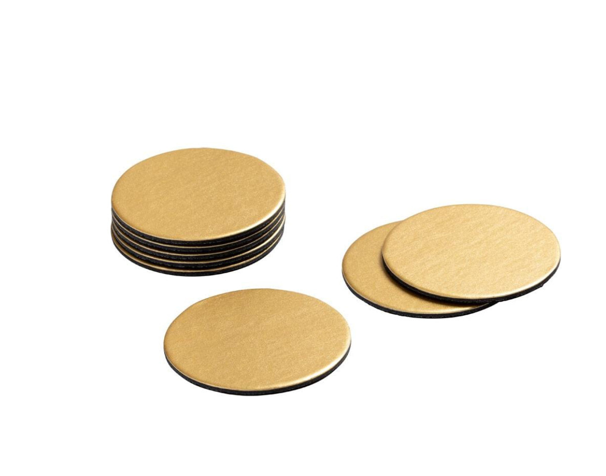 Round Luster Felt-Backed Coasters in Gold