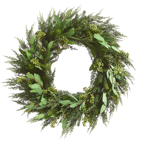 28&quot; CEDAR AND EUCALYPTUS WREATH