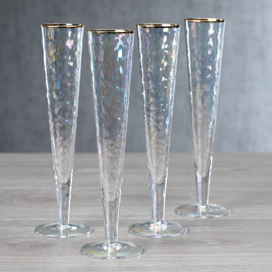 Aperitivo Slim Champagne Flute - Luster with Gold Rim