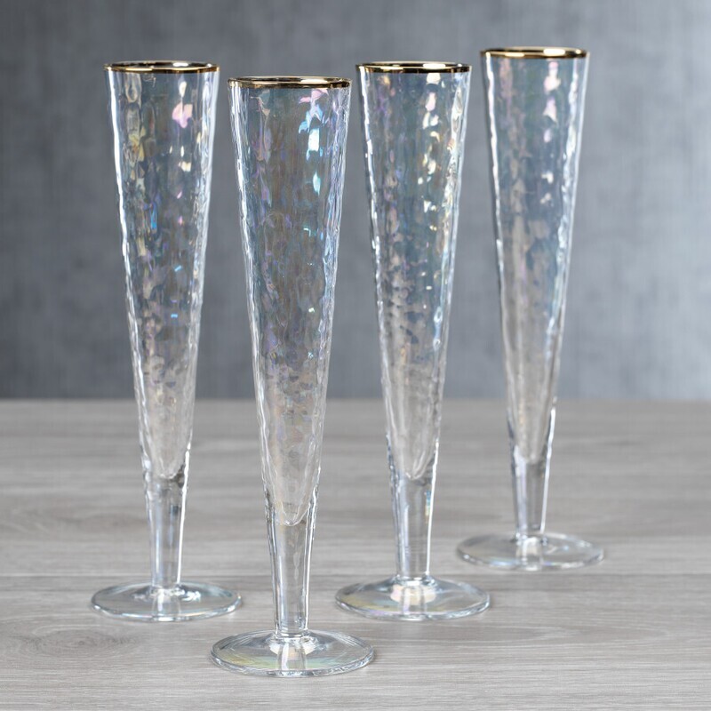 Aperitivo Slim Champagne Flute - Luster with Gold Rim
