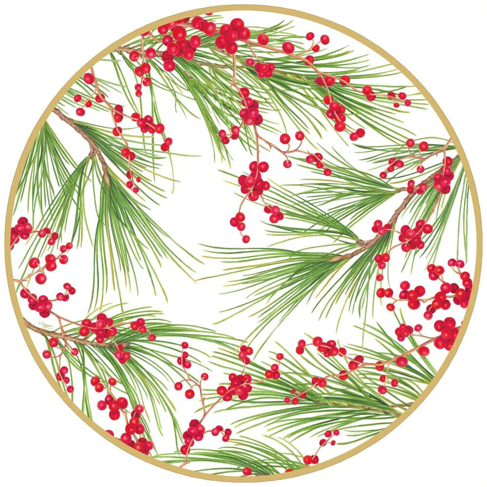 Berries & Pine Round Paper Placemats
