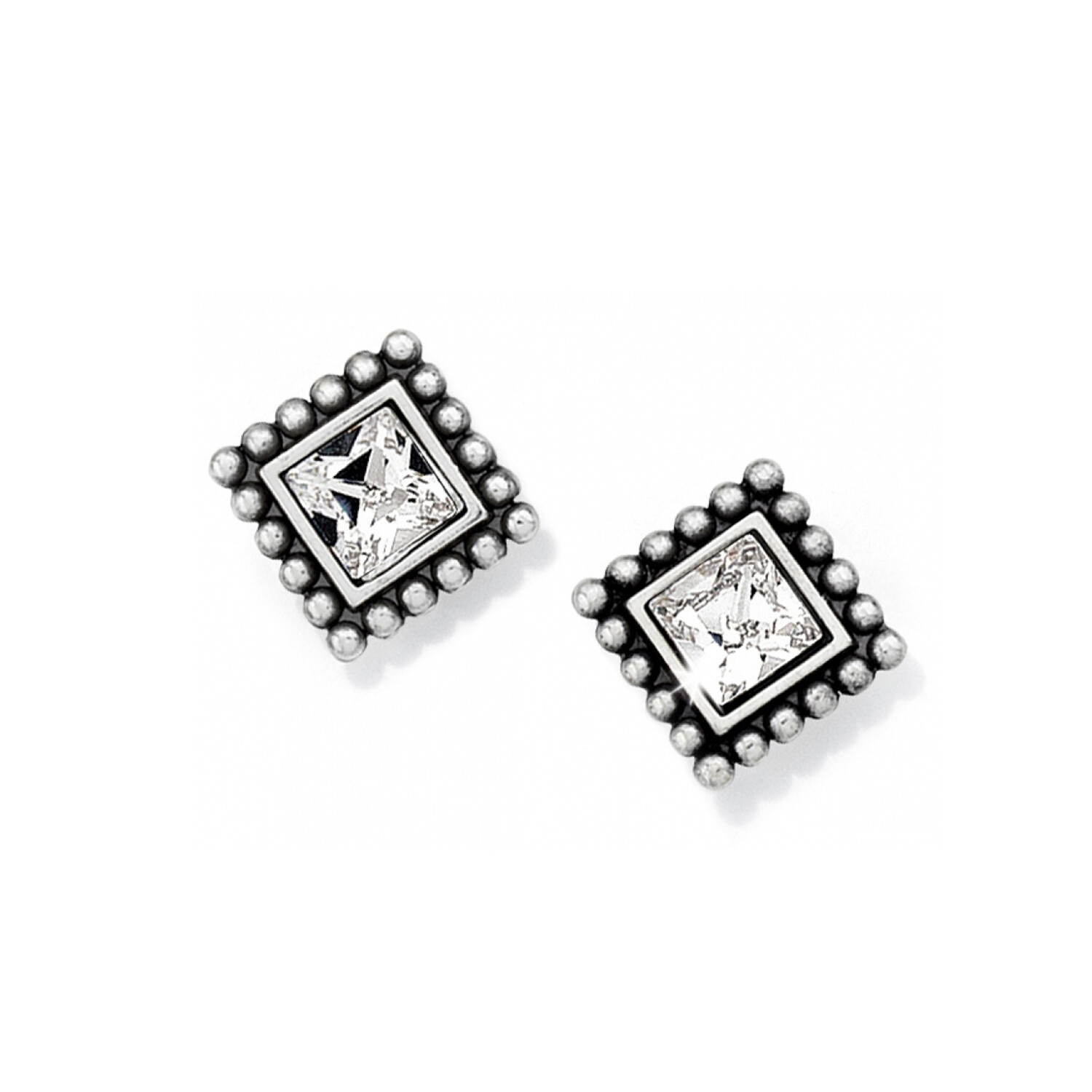 Sparkle Square Mini Post Earrings Silver