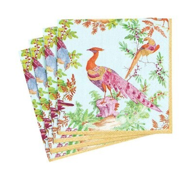 Chelsea Birds Paper Cocktail Napkins in Celadon