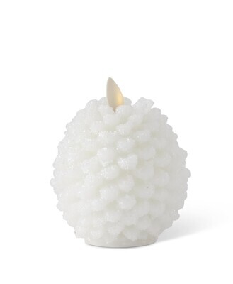 4.5&quot; WHITE WAX SNOWY PINECONE LUMINARA INDOOR CANDLE