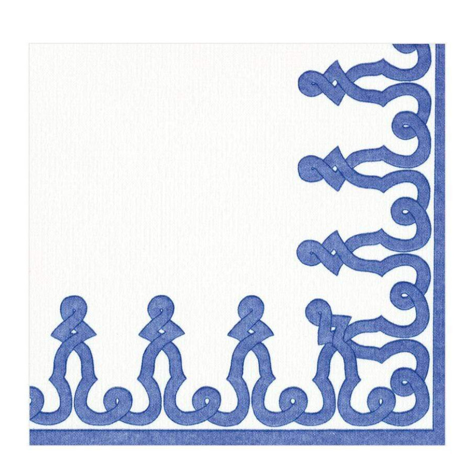 Dessin Passementerie Paper Linen Luncheon Napkins in Riviera Blue