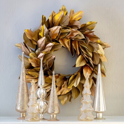 28&quot; Gilded Magnolia Leaf Wreath