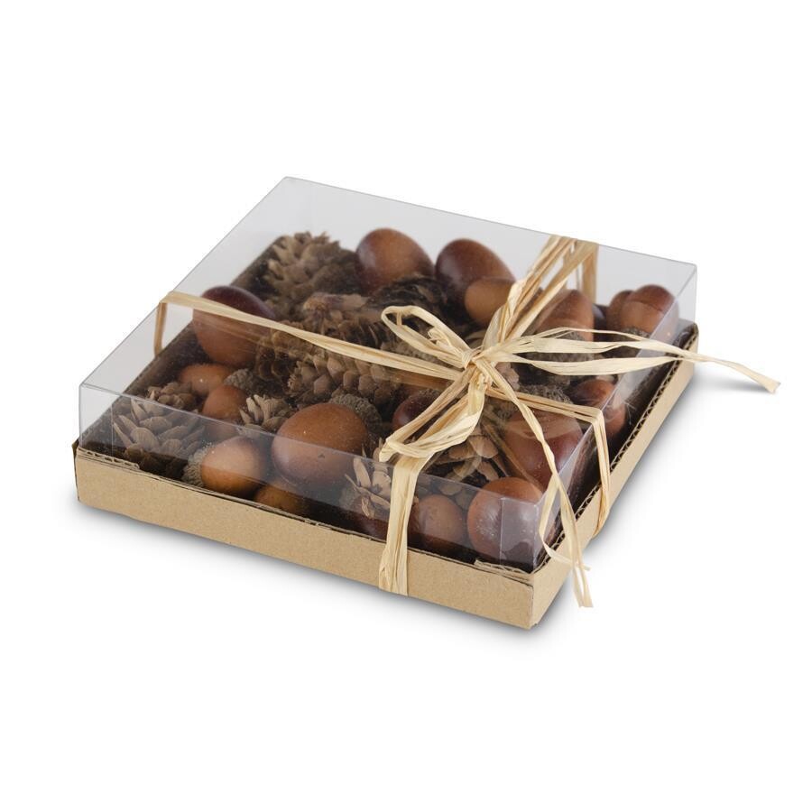 5.75 Inch Box of 24 Assorted Acorns &amp; Pinecones