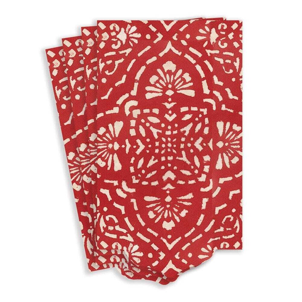 Annika Die-Cut Paper Linen Guest Towel Napkins in Red
