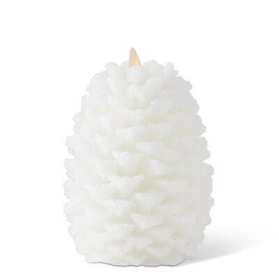 6.5&quot; WHITE WAX SNOWY PINECONE LUMINARA INDOOR CANDLE