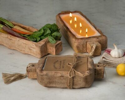 Himalayan Candle-Driftwood Tray 24oz Tobacco Bark