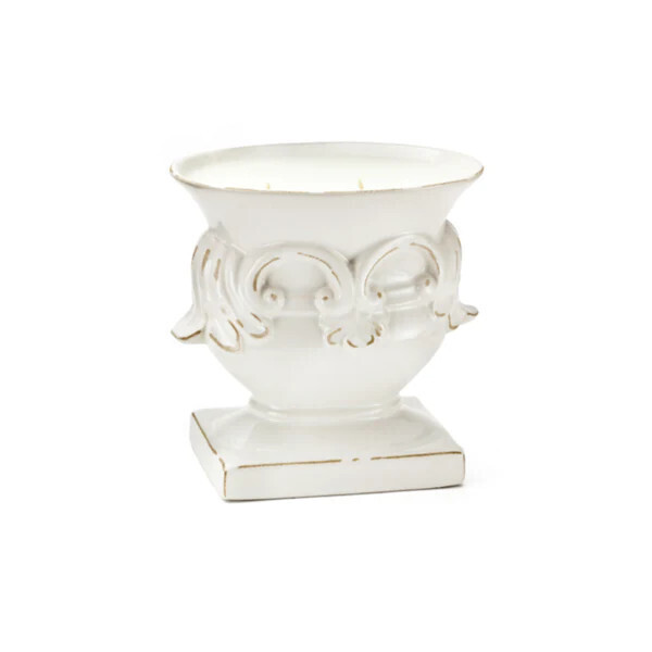 Le&#39;Orange et Fleurs Large Oval Leaf White Urn