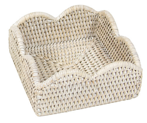 Rattan Scallop Cream Cocktail Napkin Holder