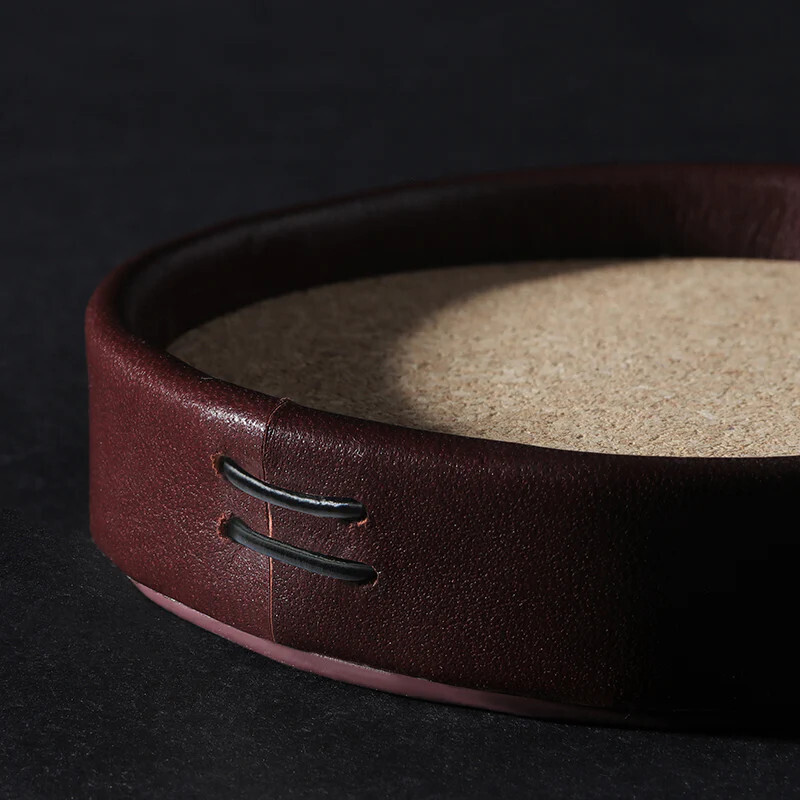 Whiskey Leather Coasters - Set Of 4