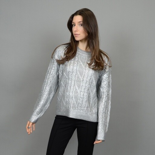 Rowayne Crew Neck, Color: Silver Foil, Size: X-Small