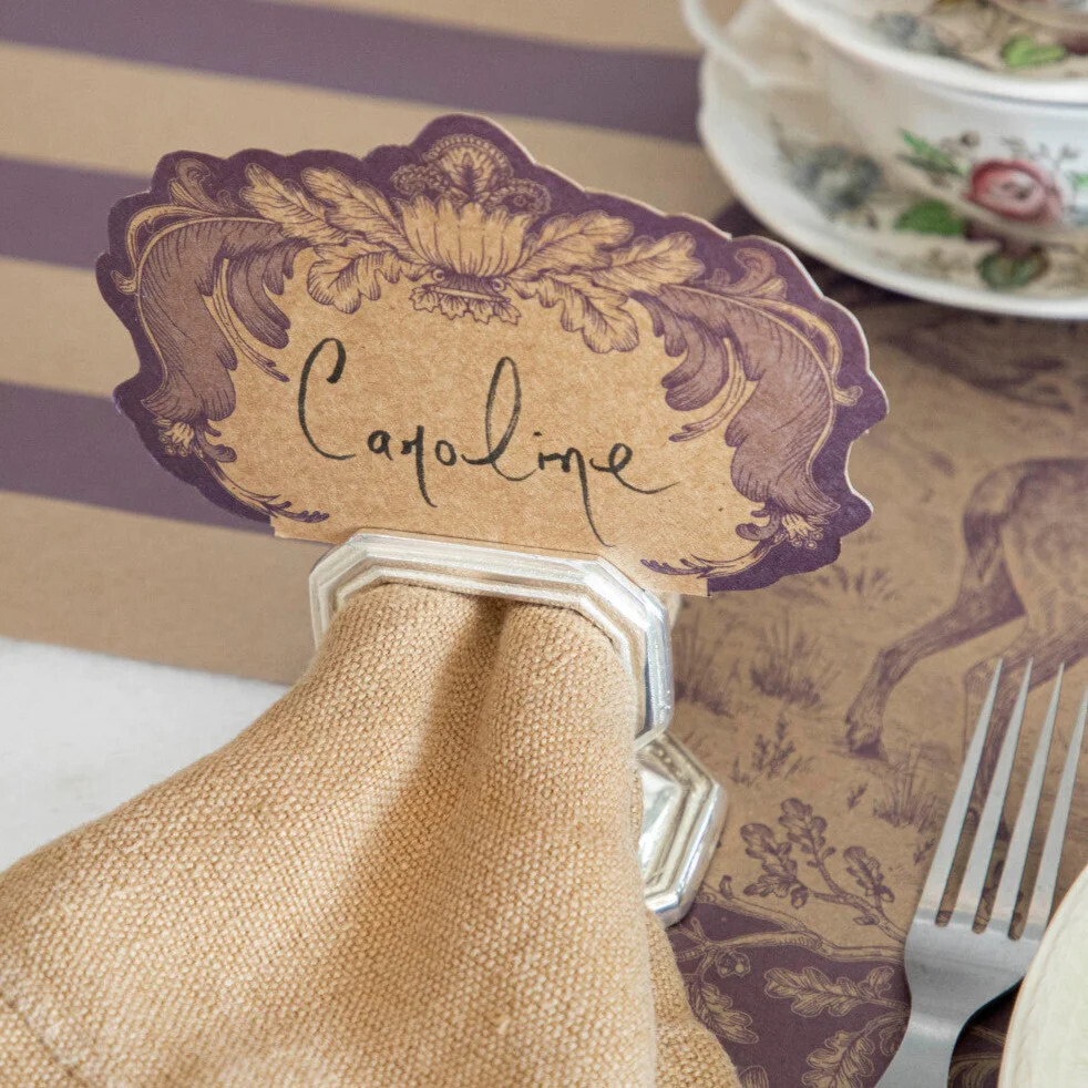 Napkin Ring w/Place Card Holder Silver