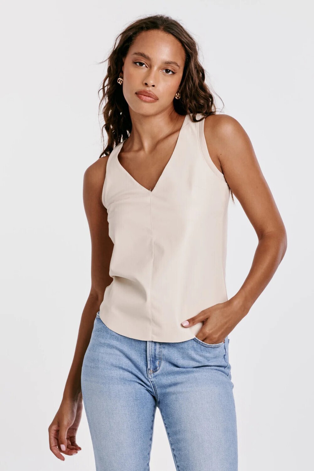 SUSANA MIX MEDIA TANK BONE VEGAN LEATHER