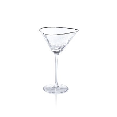 Aperitivo Triangular Martini Glass-Clear w/Platinum Rim