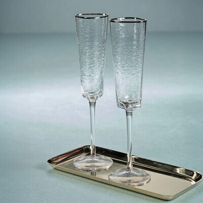 Aperitivo Triangular Champagne Flute-Clear w/Platinum Rim