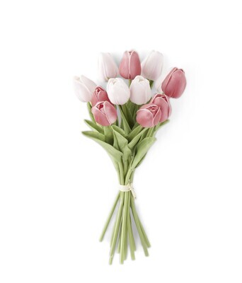 13.5" Pink/Rose Real Touch Mini Tulip Bundle