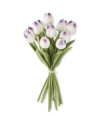 13.5" Purple/White Real Touch Mini Tulip Bundle