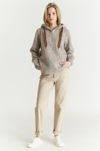 HIGH NECK COZY BOUCLE HOODIE