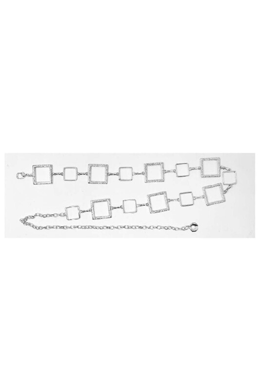 Metal Square Link Belt-Silver