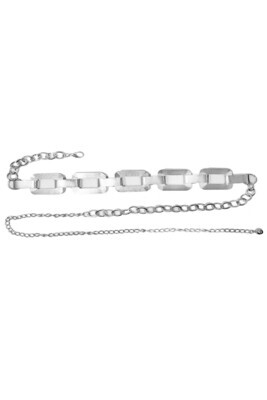 Textured Metal Square Belt-Silver