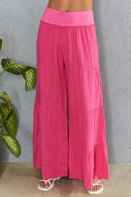 Tiered Linen Palazzo Pant
