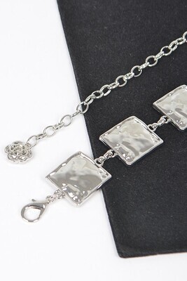 Silver Hammered Square Chain Belt