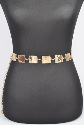 Gold Hammered Square Chain Belt