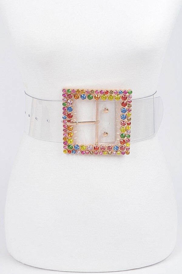 Multicolor Rhinestone Buckle Belt