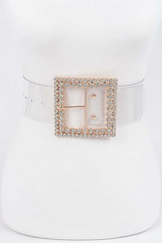 Clear Rhinestone Buckle Belt
