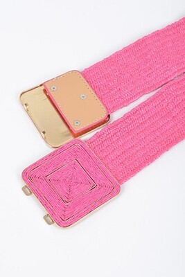 Pink Straw Two Buckle Belt