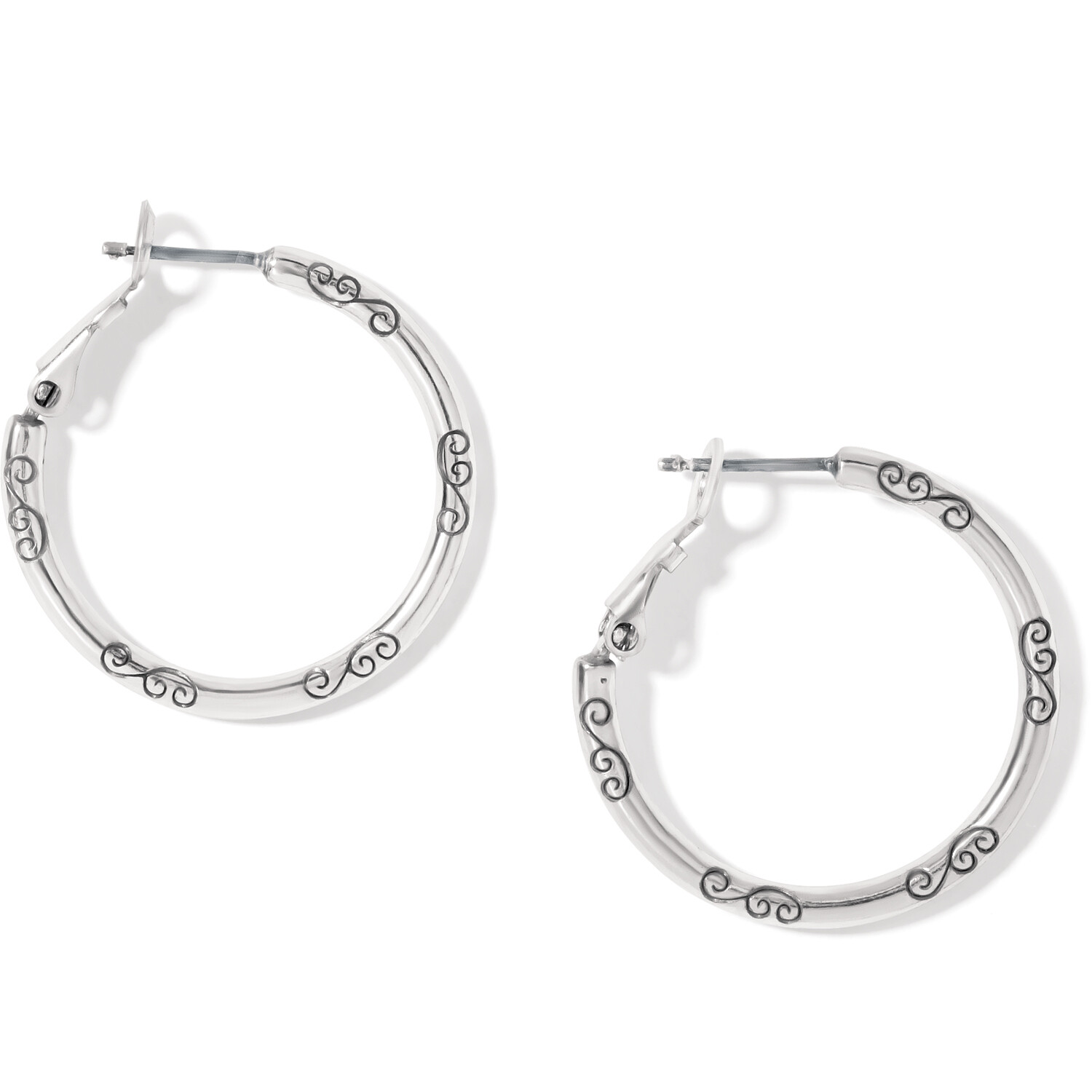 Small Earring Charm Hoops Silver