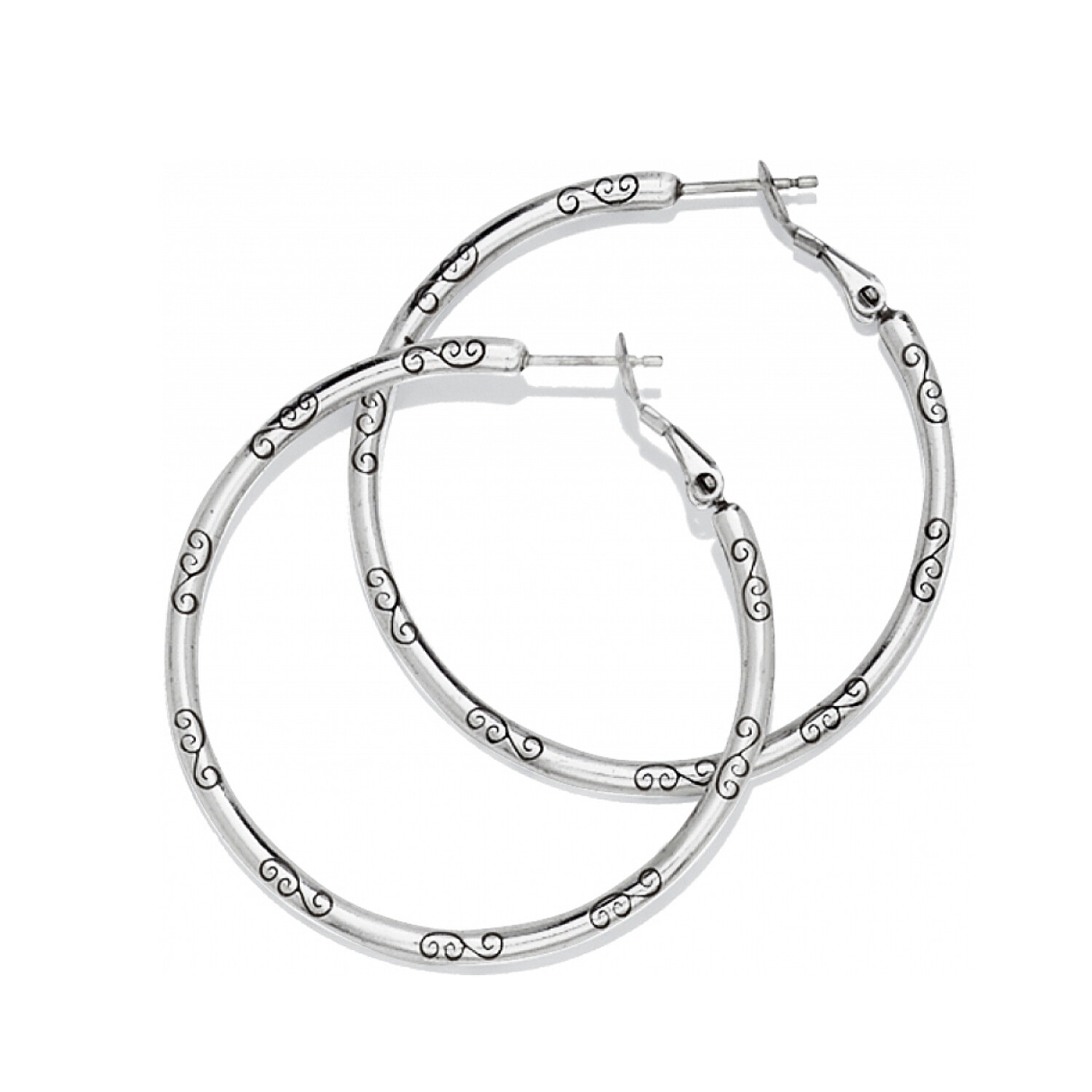 Large Earring Charm Hoops Silver