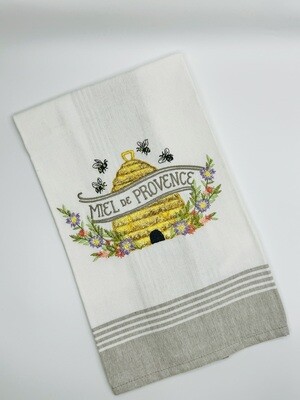 Embroidered Cotton Tea Towel - Miel de Provence